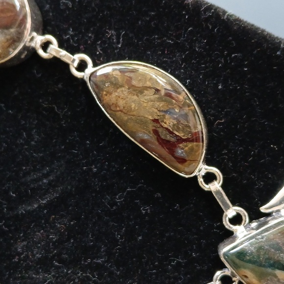 New Ocean Jasper & Turritella Agate 925 Silver Necklace. - Picture 7 of 15